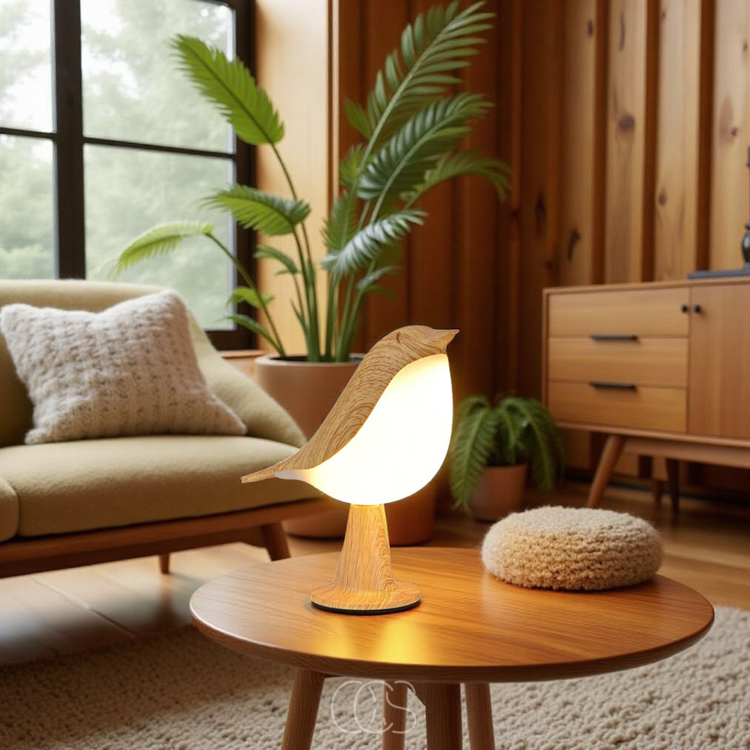 Opertsa - Wooden Bird Lamp - Wireless Table Lamp with Warm Light