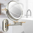 Chrome silver Rechargeable LED magnifying mirror for make-up and bathroom
