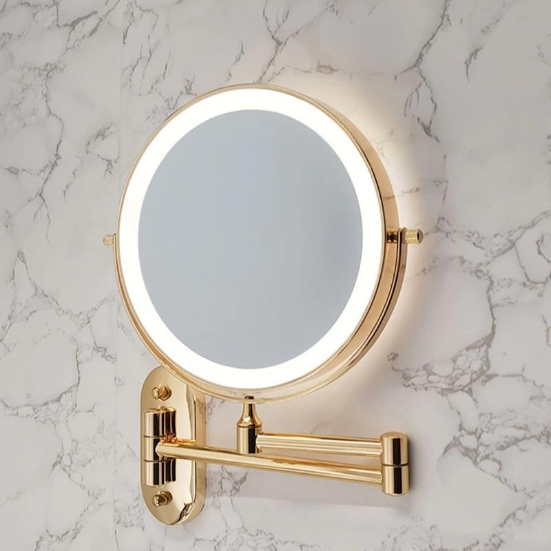 Rechargeable LED Makeup Mirror with 360-Degree Rotation, Touch Control Lighting, and 10x Magnification – Light Up Vanity Mirror