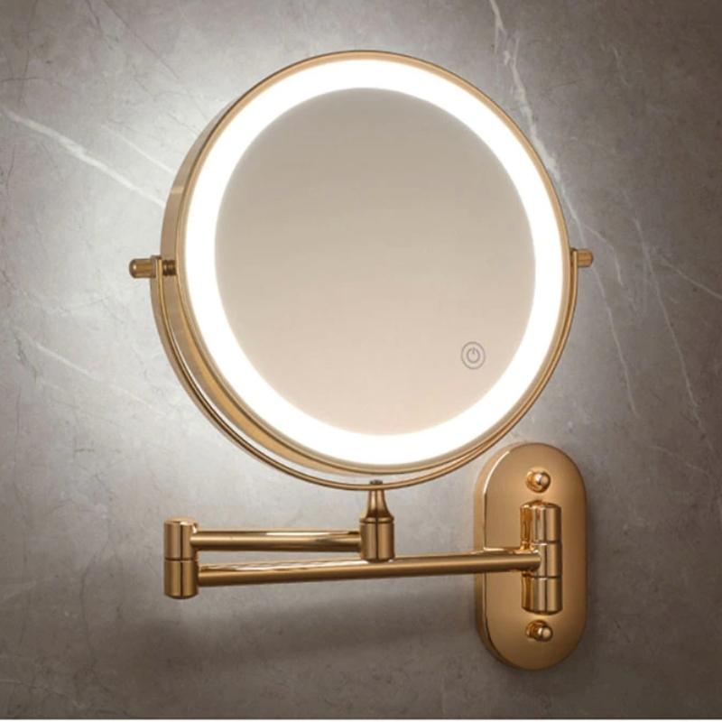 Rechargeable LED Makeup Mirror with 360-Degree Rotation, Touch Control Lighting, and 10x Magnification – Light Up Vanity Mirror