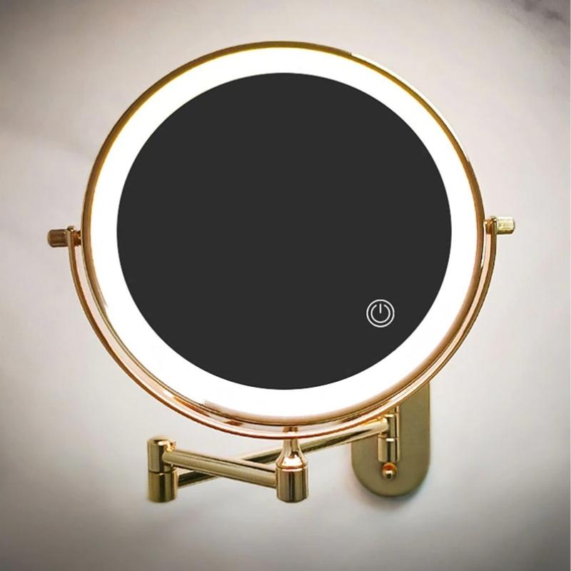 Rechargeable LED Makeup Mirror with 360-Degree Rotation, Touch Control Lighting, and 10x Magnification – Light Up Vanity Mirror