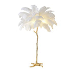 Lampe sur pied en plumes d'autruche