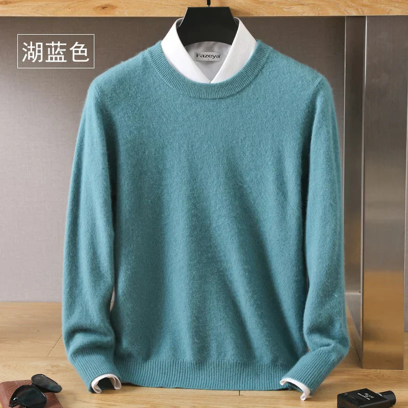 Leonard: Luxus 100% reiner Kaschmirpullover | Japanisch gestrickt - Rundhalsausschnitt Pullover