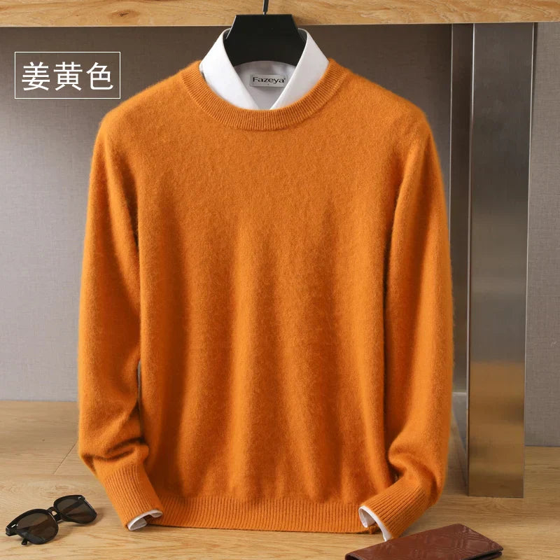 Leonard: Luxus 100% reiner Kaschmirpullover | Japanisch gestrickt - Rundhalsausschnitt Pullover