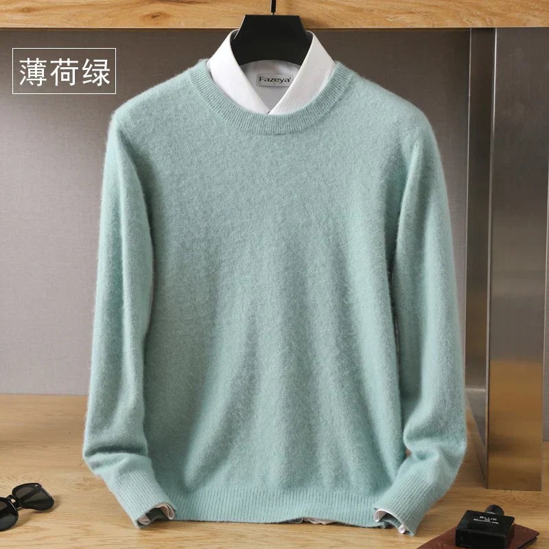 Leonard: Luxus 100% reiner Kaschmirpullover | Japanisch gestrickt - Rundhalsausschnitt Pullover