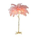 Lampe sur pied en plumes d'autruche