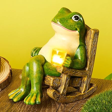 Whimsical Glowing Garden Frog Statue – Solar-Powered Outdoor Decor